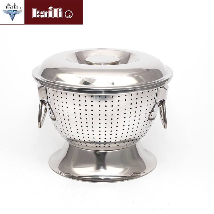 不锈钢带耳底座水果篮 沥水篮