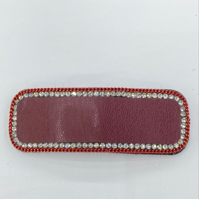 Burgundy hot sell small broken diamond simple hair clip thumbnail
