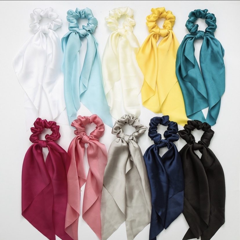 Solid-color silk satin ribbon hair band large intestine band