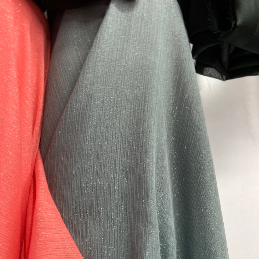 Dark grey silver-threaded crepe fabric, glittering crepe fabric, decorative items, handicrafts, headwear, clothing fabric, multi-colored details Picture