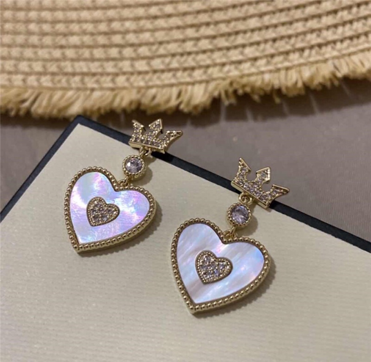 Exquisite natural fritillaria love Crown earring with 925 silver needles thumbnail