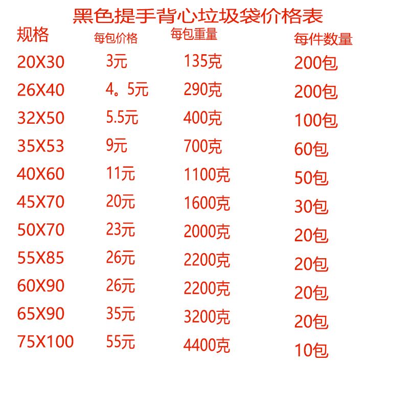 厂家直销黑色提手背心垃圾袋  购物袋    马夹袋    背心袋详情图9