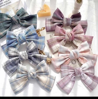 Korean Version Of Comfortable And Convenient Spring Clip Nine Palace Check Cotton Large Clip Hong Kong Chen Jewelry
