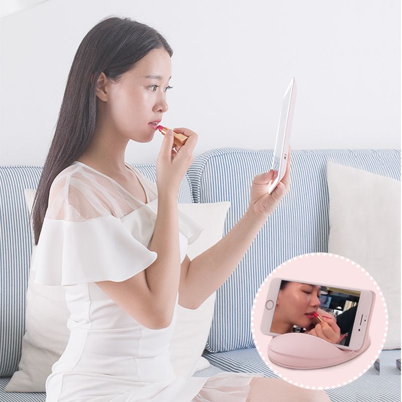 创意便携充电随心化妆镜子带灯 可挂带手机支架化妆补光led灯细节图