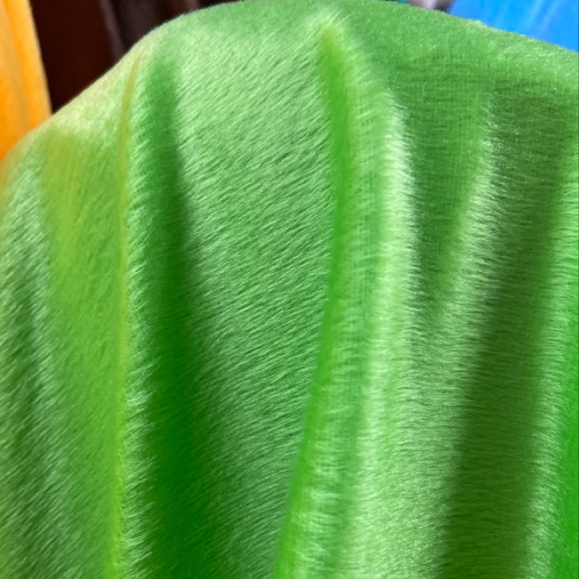 Bright green short plush fabric toys, handicrafts, decorations, daily necessities, clothing, super soft short plush, high-quality polyester, environmentally friendly products Specification image