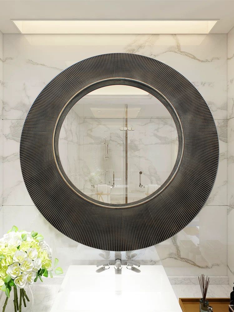 化妆镜浴室镜卫浴镜装饰镜酒店大号壁挂美容院欧式复古卫生间镜子详情图5