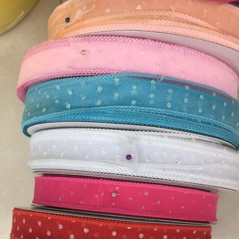 2.5公分粉点点纱带