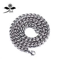 Manufacturer direct selling men titanium steel chain round wire six side grinding stainless steel necklace European and American fashion men jewelry chain N035 1cm 60cm long
