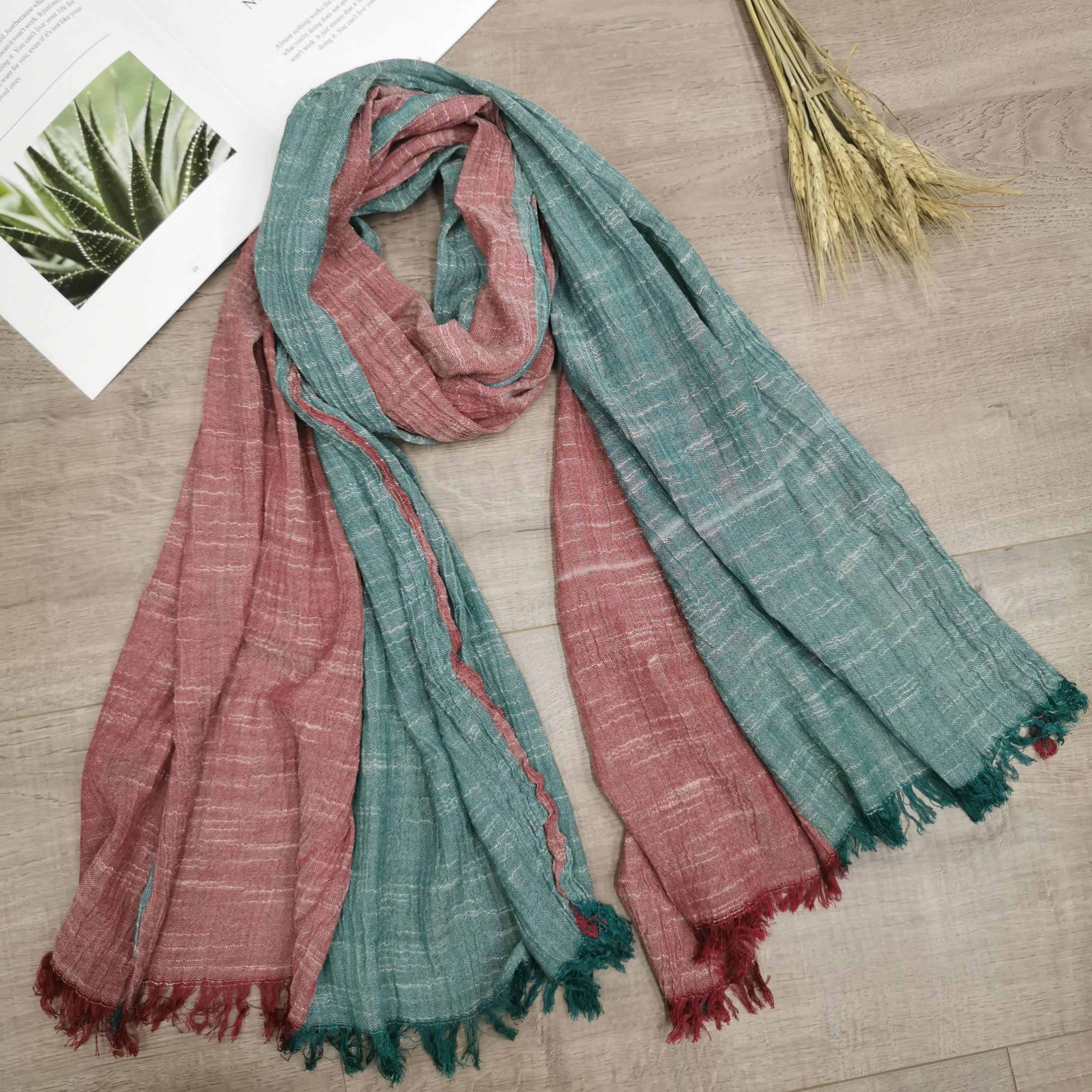 Cotton And Linen About Two Color Scarf Shawl Holiday Leisure Men And Women Wholesale Four Seasons Love details Picture