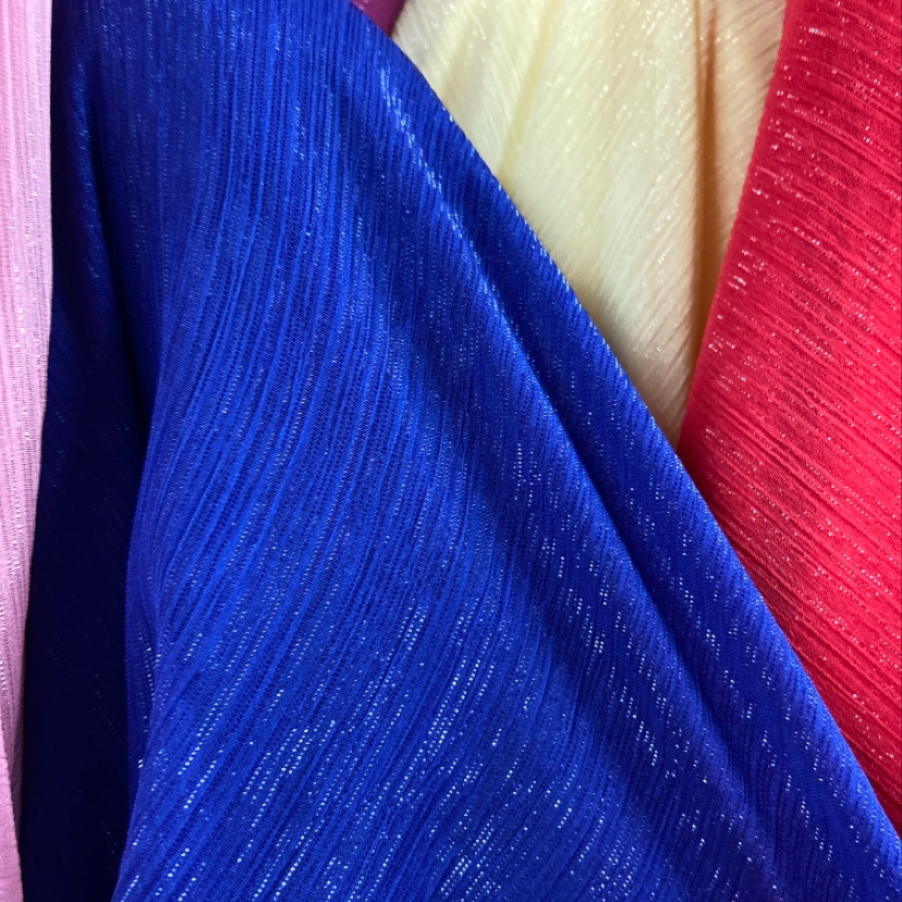 Deep blue silver-threaded crepe fabric, glittering crepe fabric, decorative items, handicrafts, headwear, clothing fabric Specification image