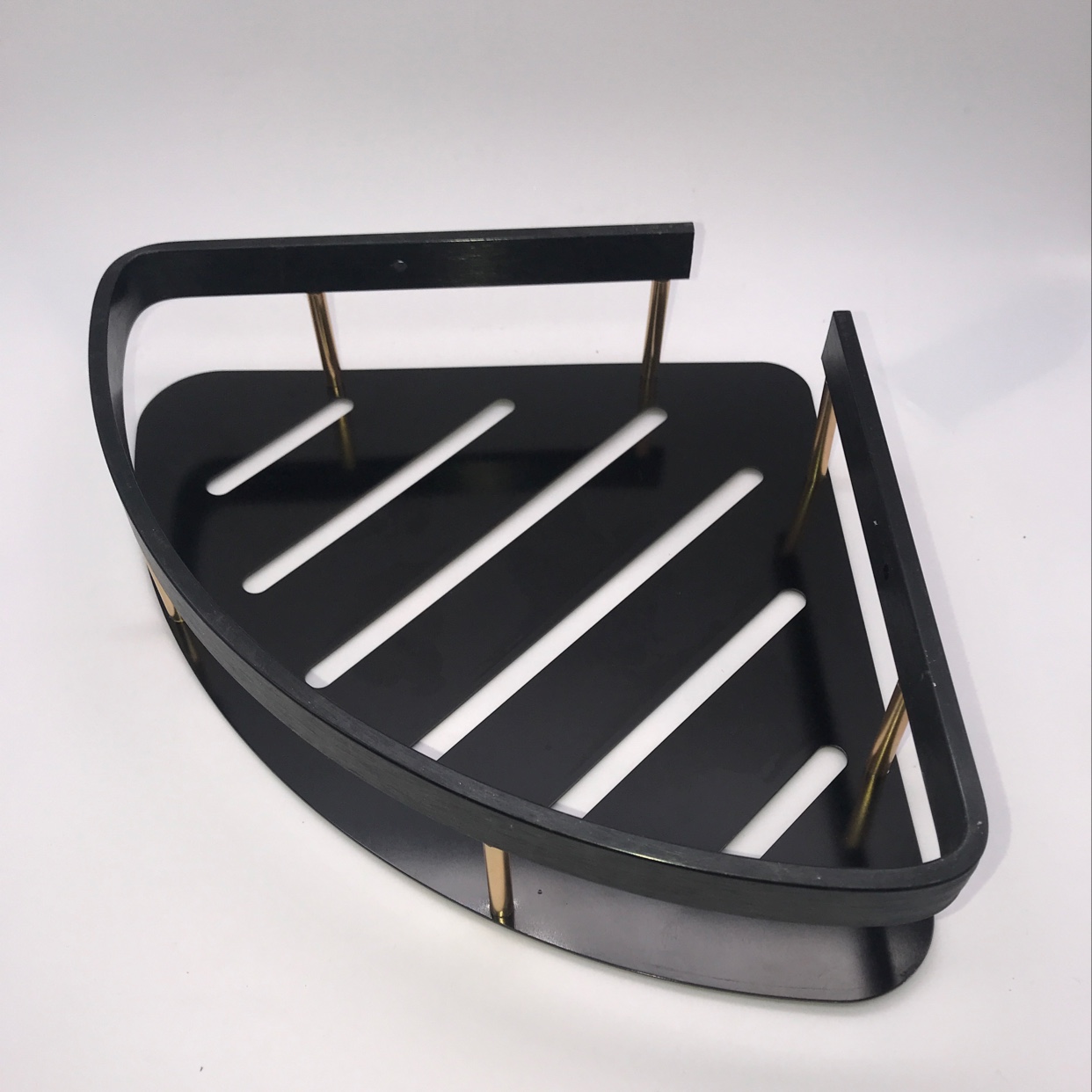 Black and gold space aluminum shelves, triangular shelves