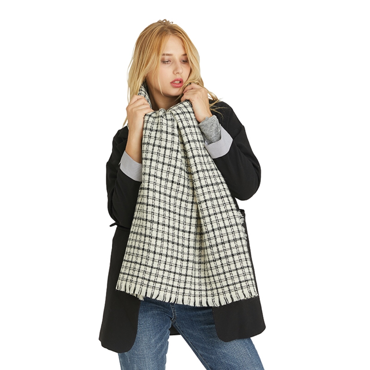 Small Plaid Autumn/Winter Student Scarf Specification drawing