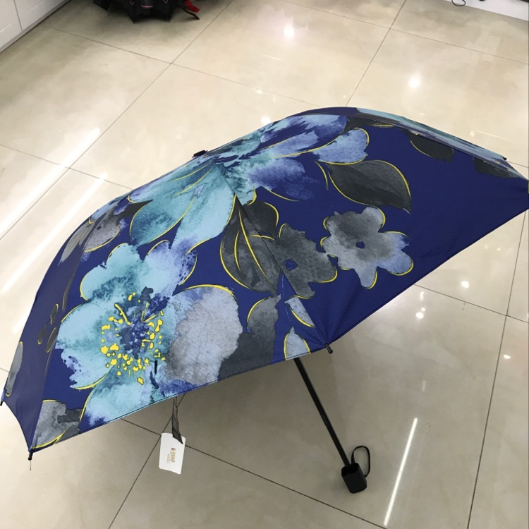 Item No. 3793D Impact Black Vinyl Transfer Three-fold Umbrella details Picture