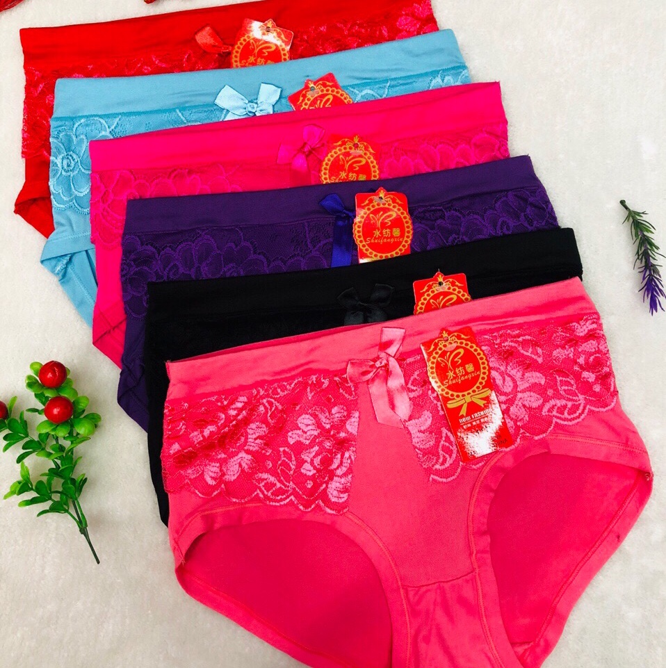Women's export milk silk fabric trimmed briefs