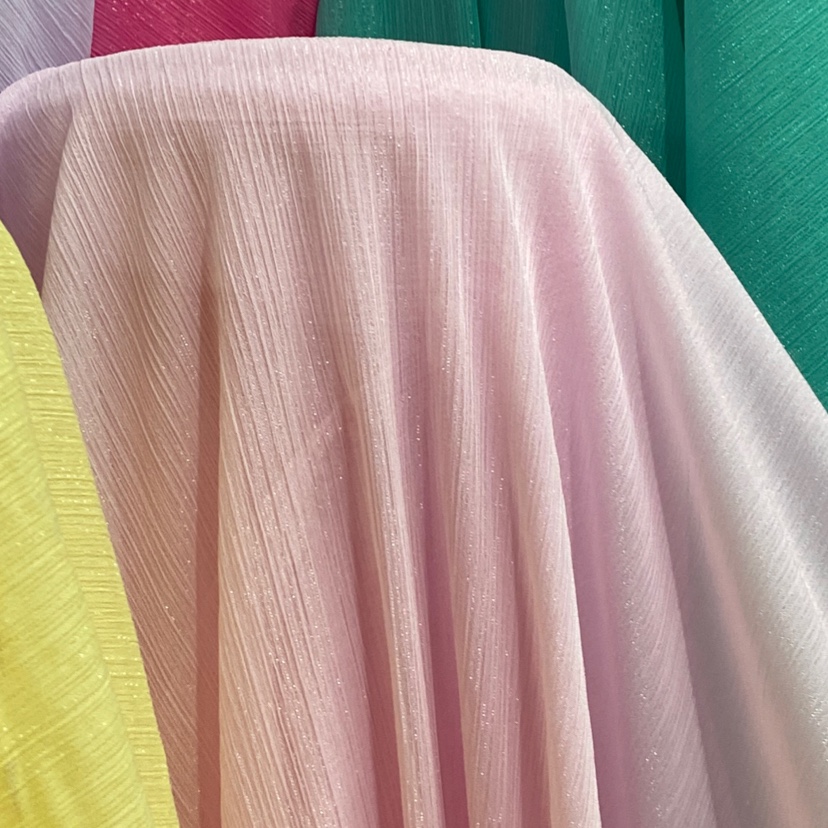 Light pink silver thread crepe fabric, glittering crepe fabric, decorative items, handicrafts, headwear, clothing fabric
