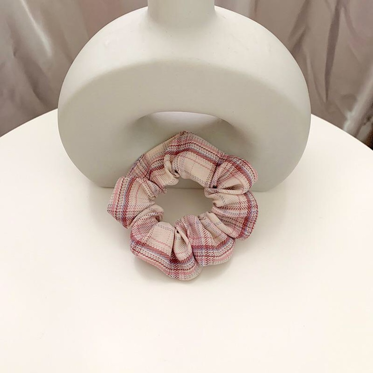 Korean-style trendy cotton checkered pink checkered large intestine ring Hong Kong Chen jewelry