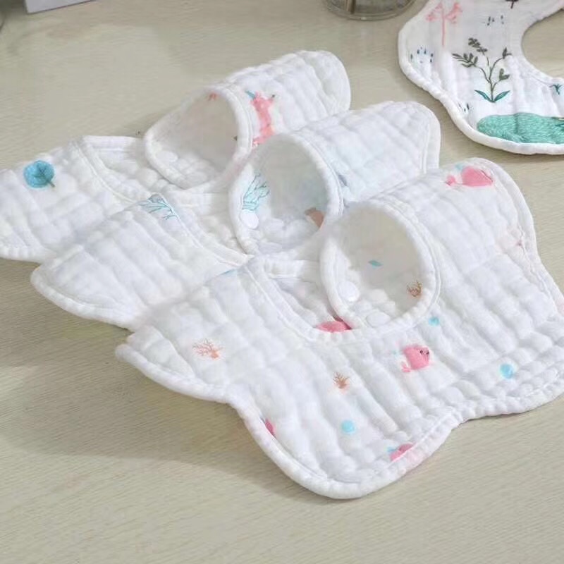 纱布口水围白底实物图