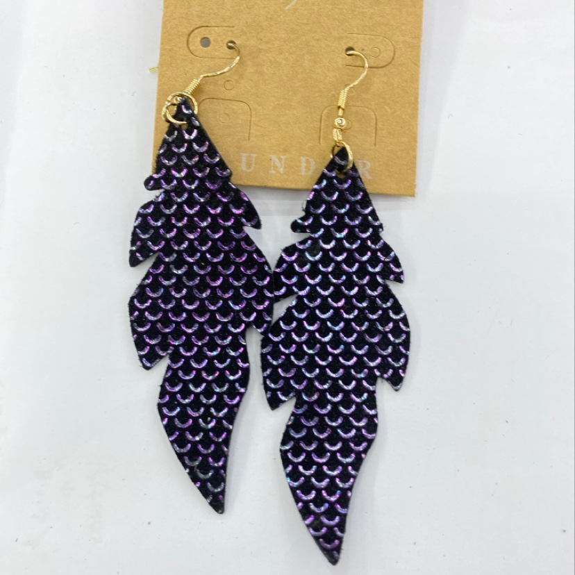 Internet sensation dark purple flowing design earrings thumbnail