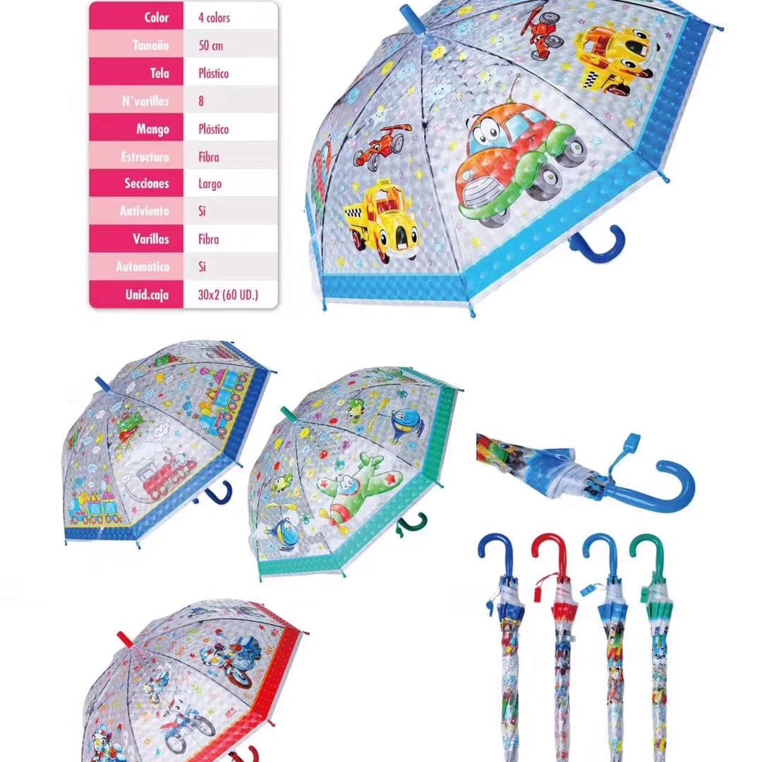 50 cm 8-bone POE transparent 3D children's umbrella in mixed colors