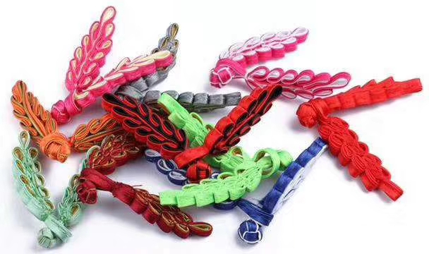 直销色丁布料树叶儿童旗袍汉服扣演出表演装饰扣