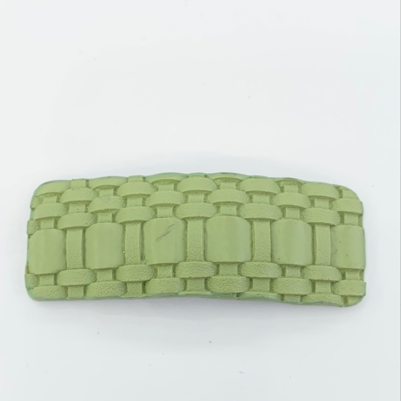 Rectangular grass green beautiful simple woven earrings thumbnail