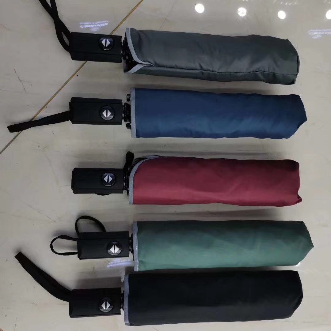 Three-fold self-opening and retracting reflective strip edge umbrella mixed color details Picture