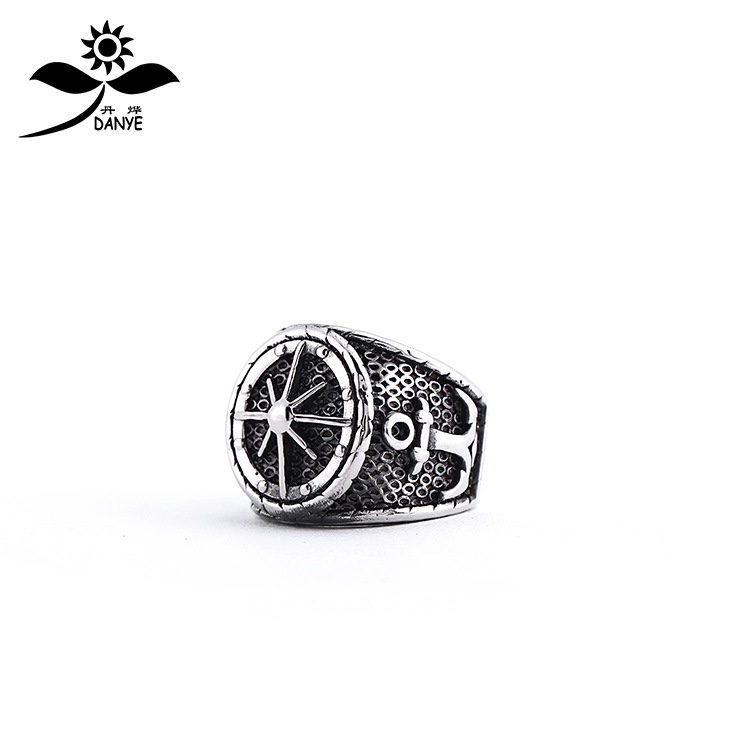 2019 new men titanium steel anchor ring stainless steel rudder ring cross-border hot style manufacturers direct thumbnail