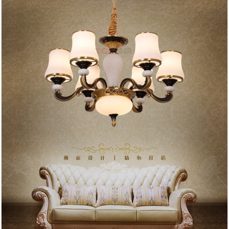 Selected modern living room and bedroom black and gold 6-head chandelier 40098