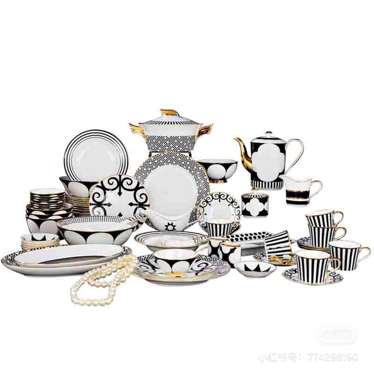 European-style bone China 74-head set tableware Binyao