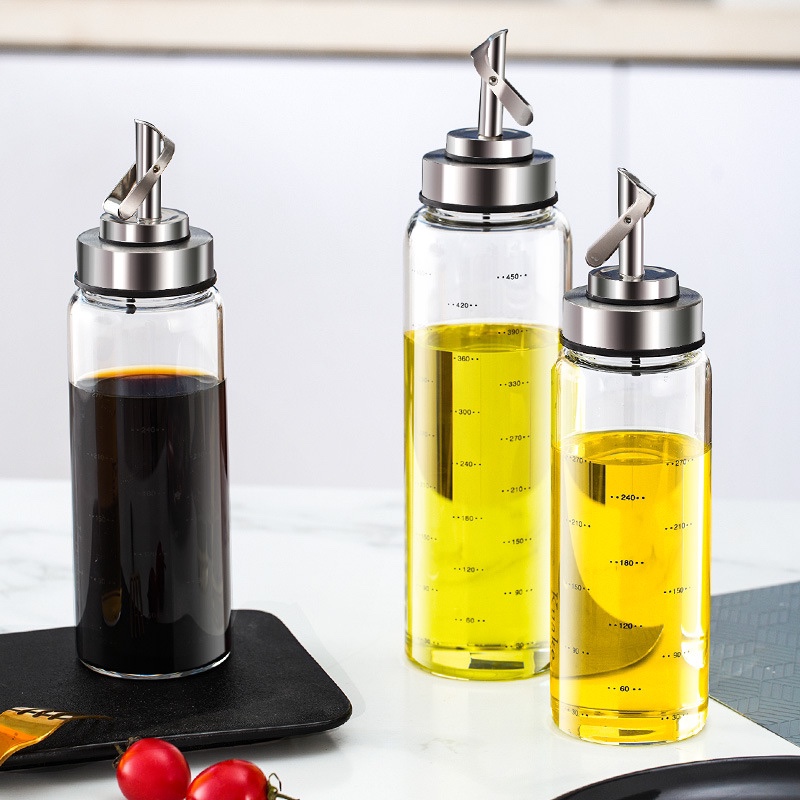 玻璃油瓶自动开合盖防漏不锈钢油酱醋油玻璃壶家用厨房用品图