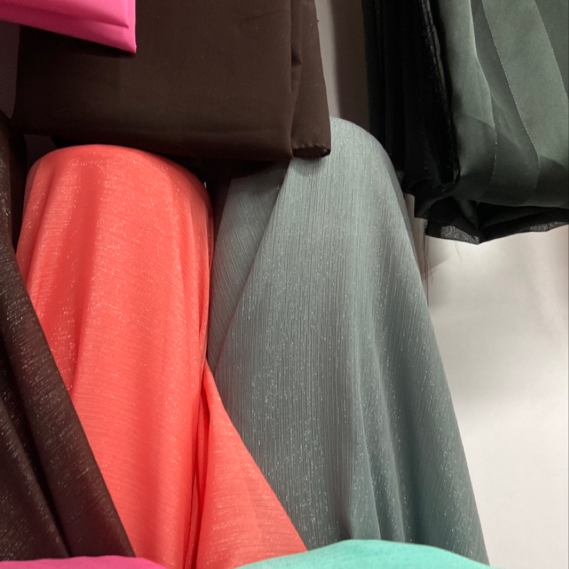 Dark grey silver-threaded crepe fabric, glittering crepe fabric, decorative items, handicrafts, headwear, clothing fabric, multi-colored