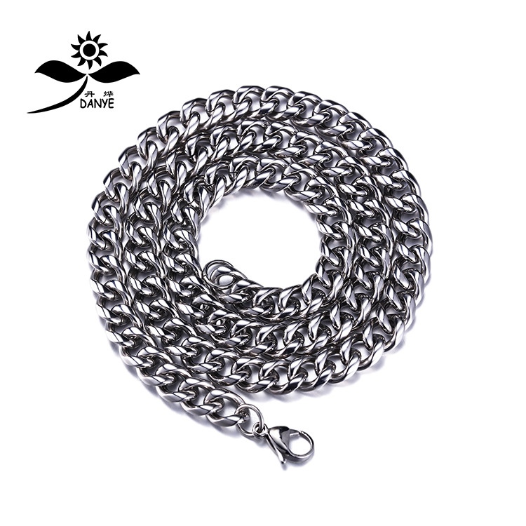 Manufacturer direct men titanium steel chain round wire six side grinding stainless steel necklace European and American fashion men jewelry chain N035 9mm 60cm long thumbnail