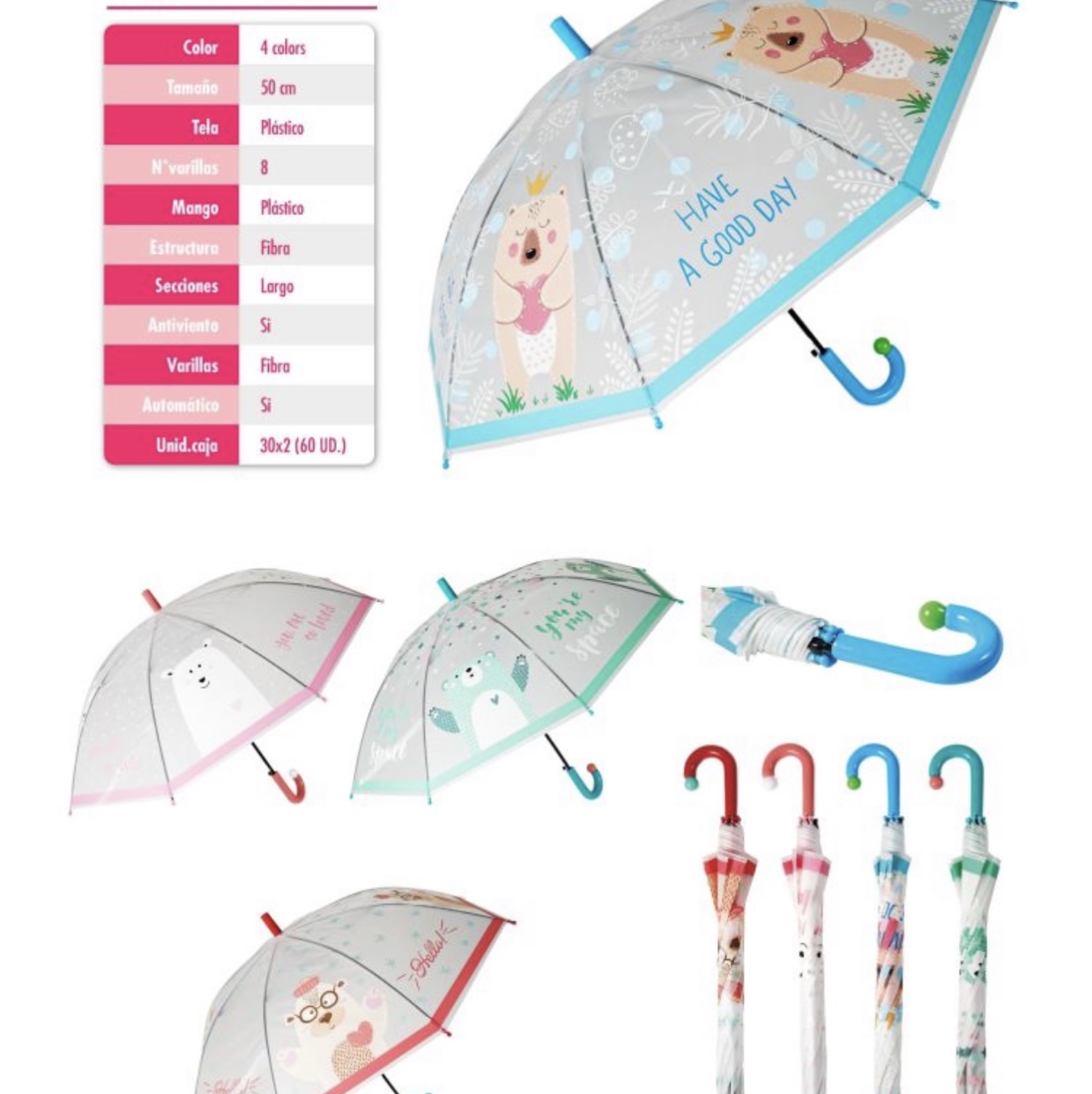 50 cm POE children's umbrella in mixed colors