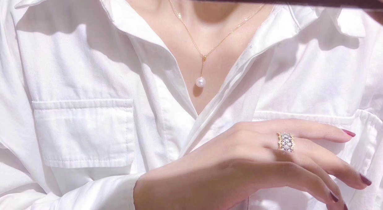 18Kakoya Sea Pearl Y Necklace 13 Light Luxury Elegant Workplace Women Match Specification drawing