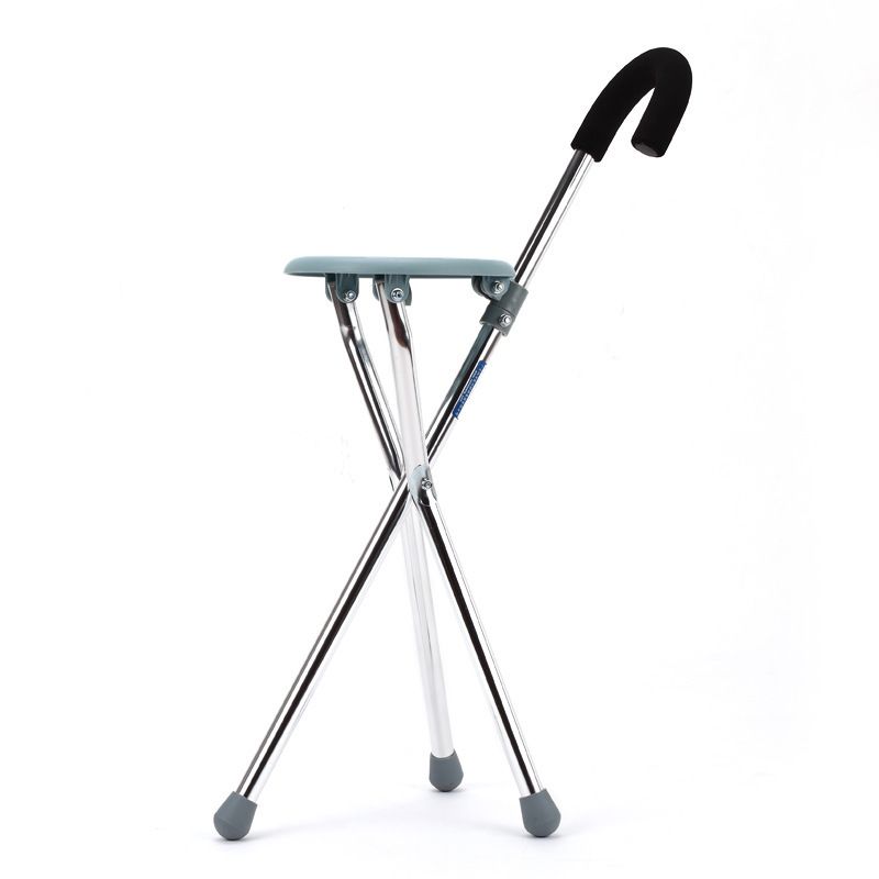 手杖凳带凳拐杖三脚凳 老人拐杖椅靠背 铝合金拐杖