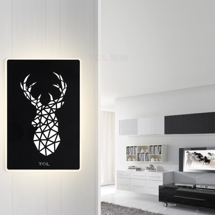 Selected creative ironwork Horse Deer wall lamp 50042 black model, made of ironwork and acrylic material
