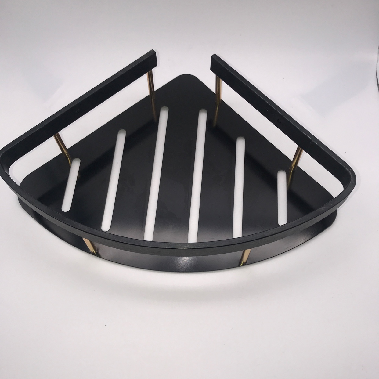 Black and gold space aluminum shelves, triangular shelves details Picture