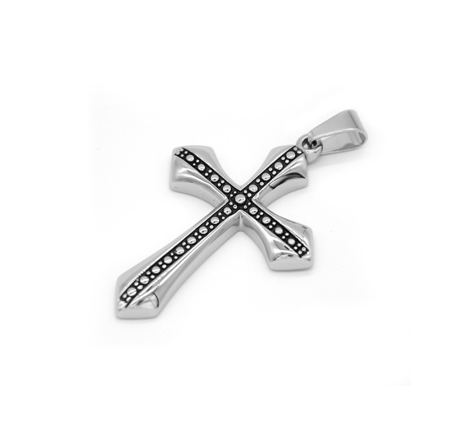 European and American men titanium steel crucifix pendant European and American retro stainless steel necklace cross accessories thumbnail