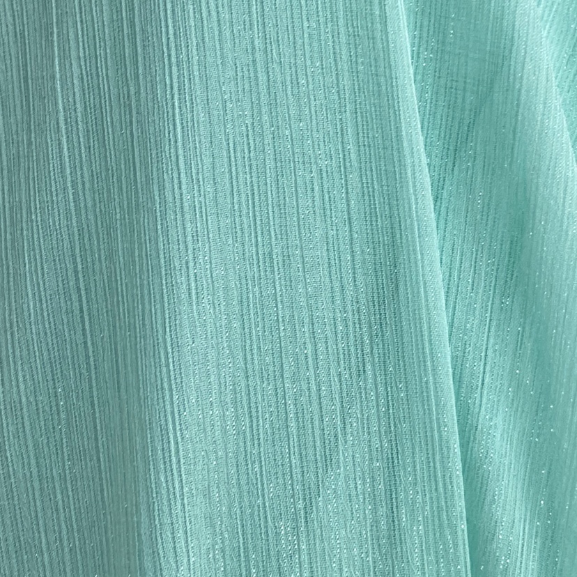 Light green silver-threaded crepe fabric, glittering crepe fabric, decorative items, handicrafts, headwear, clothing fabric details Picture