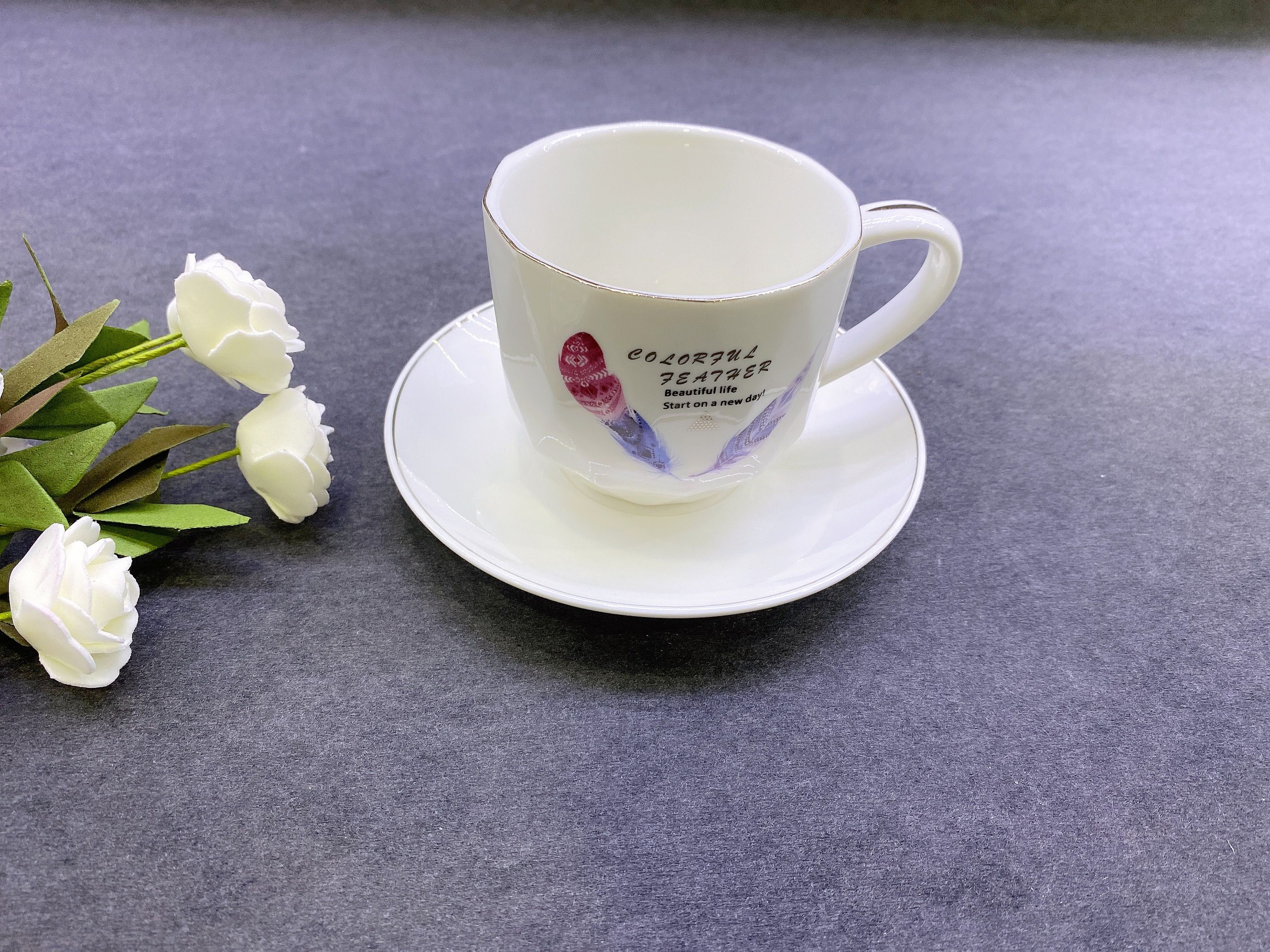 Foreign trade printed coffee cup saucer scented tea cup thumbnail