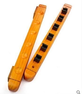 Pool cue holder solid wood 6 hole wood - colored wall type