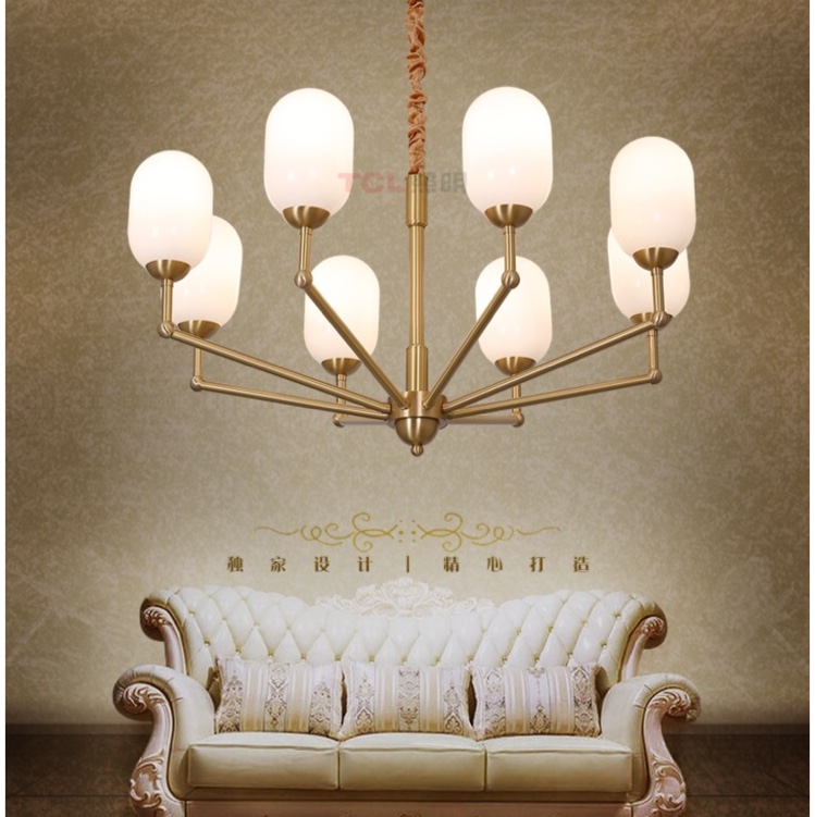Selected modern living room and bedroom all-copper 8-head chandelier 40097