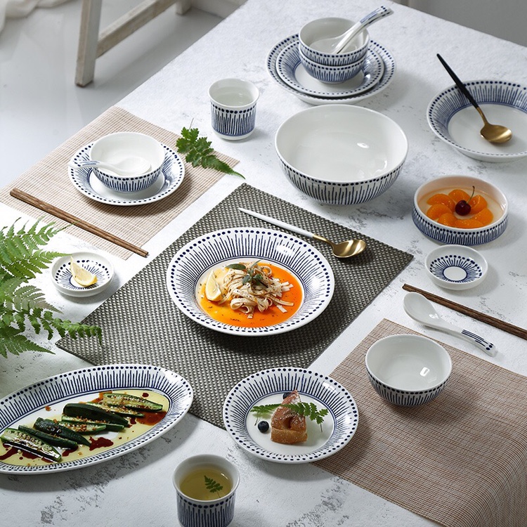 日式草底花陶瓷工艺品餐具彬耀266