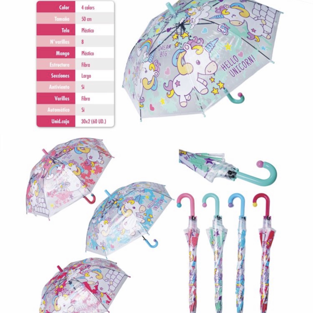 50 cm 8-bone POE children's umbrella in mixed colors for primary school students