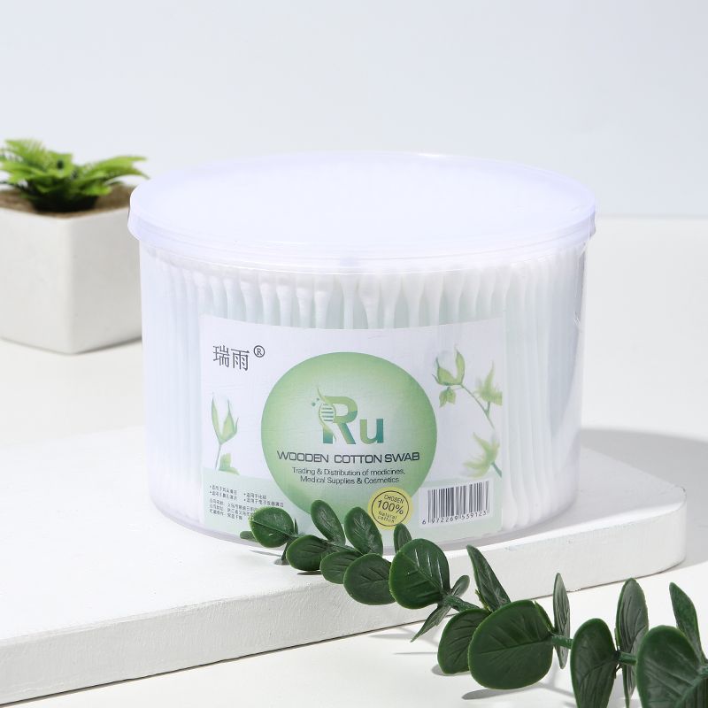 500支大圆盒棉签化妆棉签批发 大桶棉签 卫生棉签 棉棒详情图3