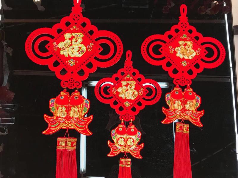 绒布中国结挂件 大号广告定制中国结 新年春节装饰挂件厂家直销42*110cm图