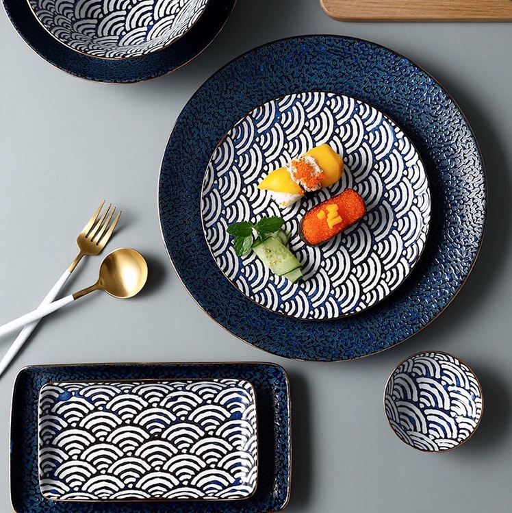 金边描边海浪立体系列日式餐具彬耀4449