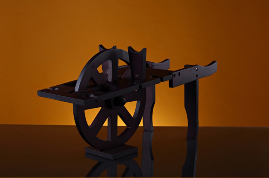 复古古典木红酒酒架——手推车细节图