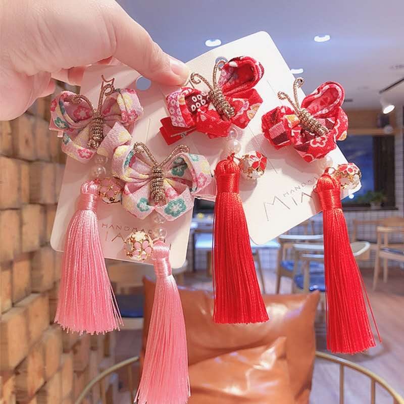 Children's hair accessory butterfly antique style press clip