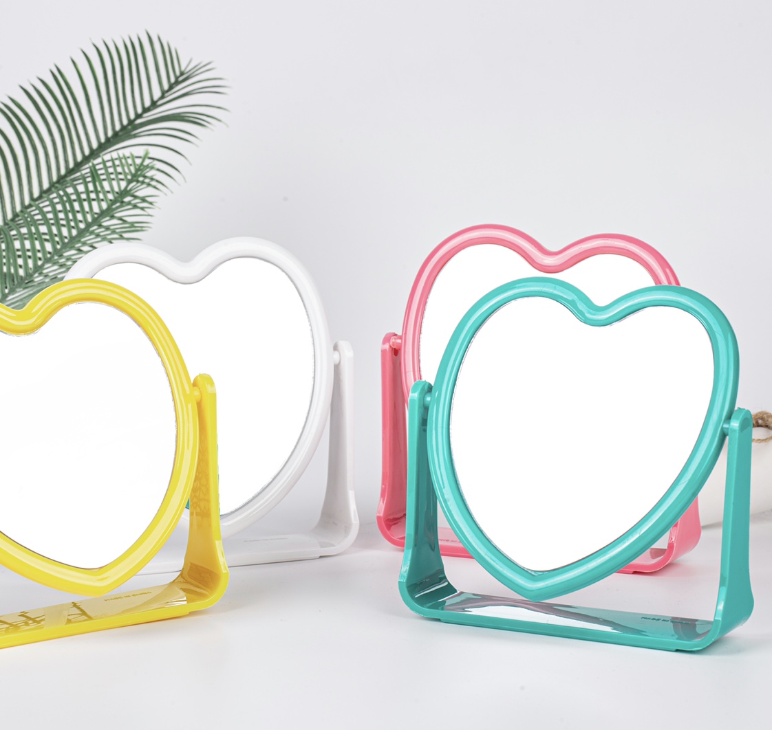 A-2001  心形双面台式化妆镜办公室桌面宿舍美妆镜